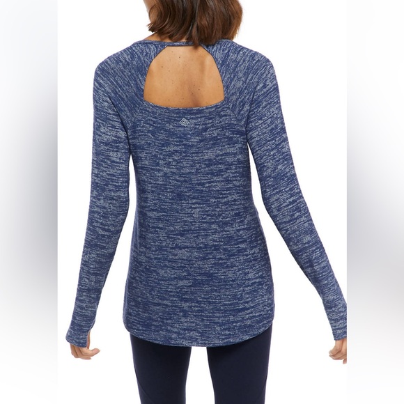 •ZELOS•MARBLED BLACK/GRAY LONG SLEEVE OPEN BACK HACCI KNIT TOP SIZE LARGE EUC - Picture 3 of 12